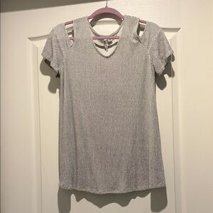 Elle Monochrome Striped Cold Shoulder Top